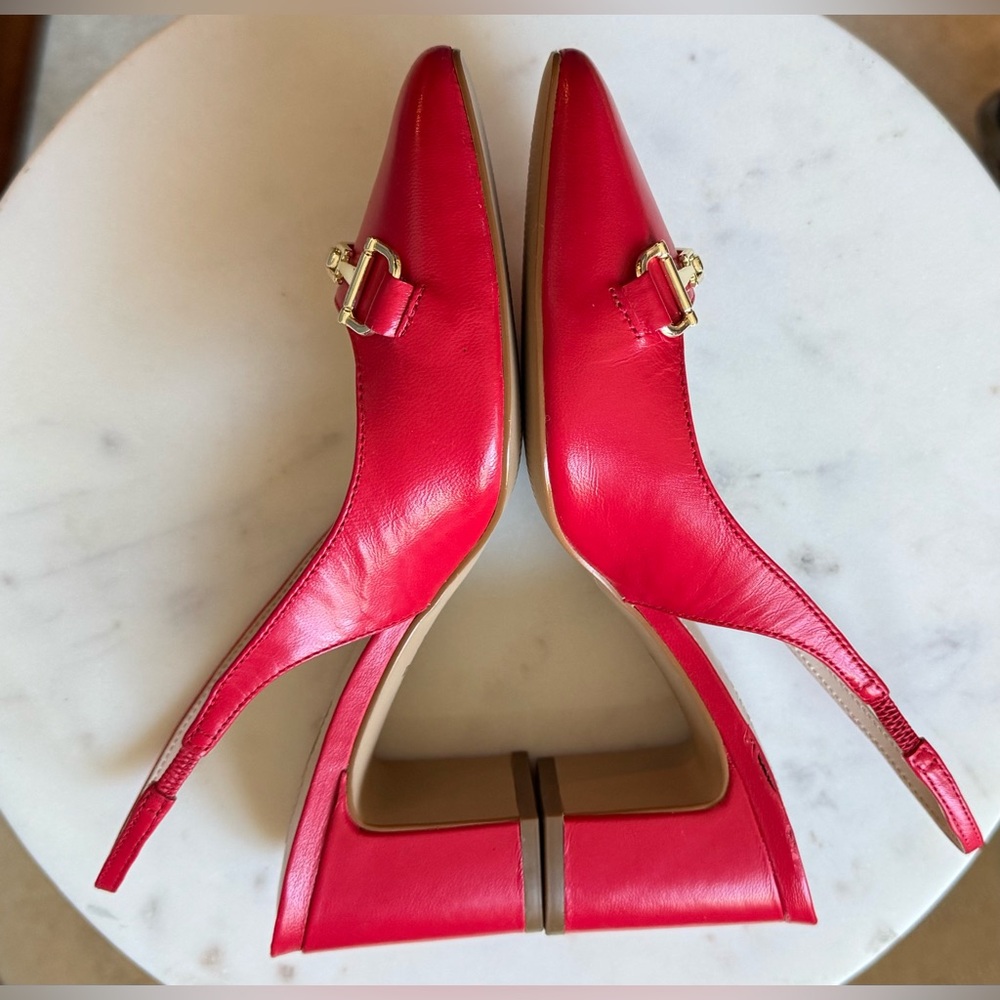 Dune London NWOT Leather “Detailed” Block Heel Slingback Pumps - Picture 8 of 13